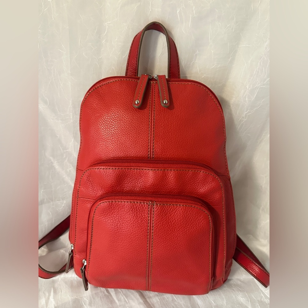 Red Leather Backpack - Tignanello - image 1